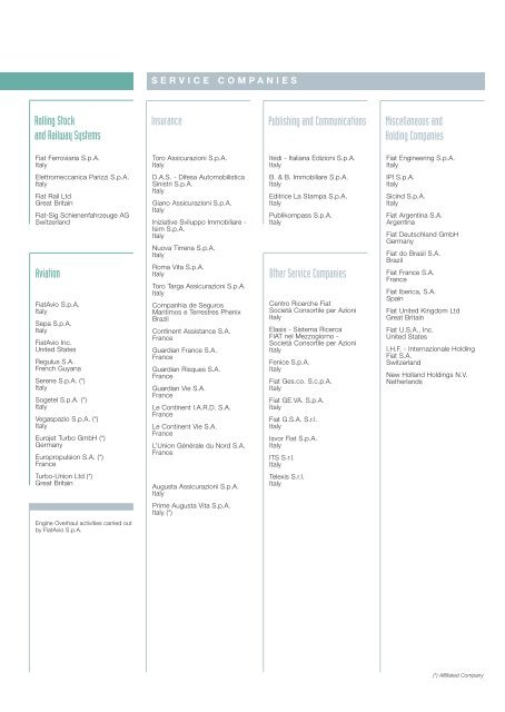 Operating Sectors The Fiat Group in 1999 - Fiat SpA