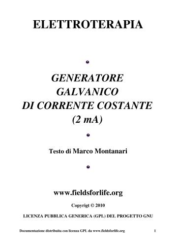 GENERATORE GALVANICO DI CORRENTE ... - Fieldsforlife.org