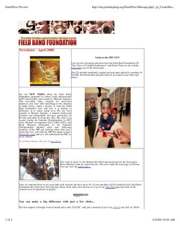 April 2008 Newsletter - Field Band Foundation