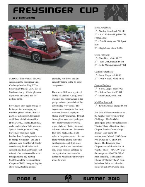 June 2010 Issue - New England Fiero Association