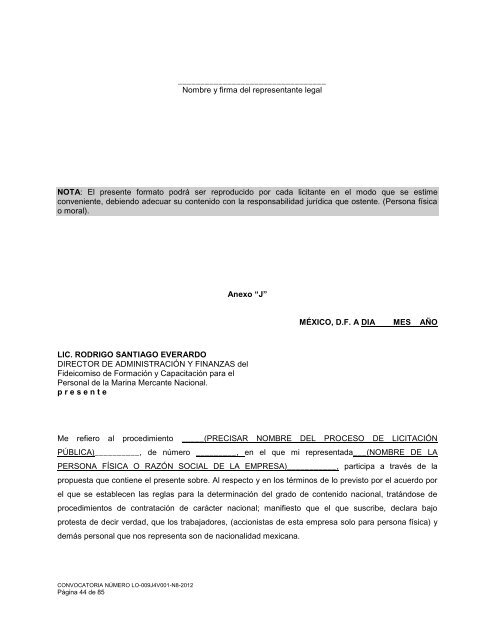 licitación pública nacional presencial número lo-009j4v001 ... - Fidena