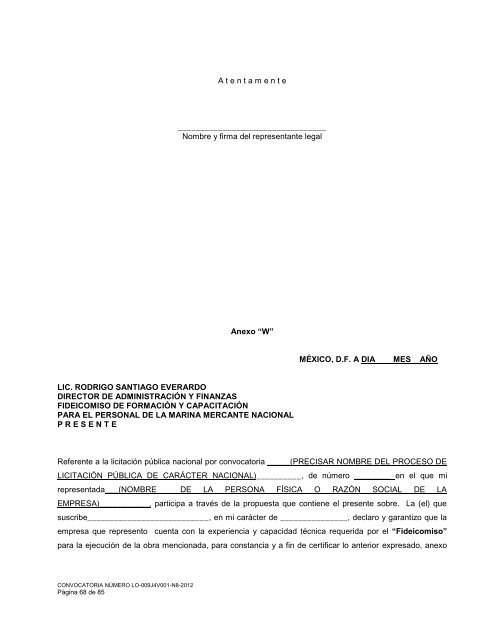 licitación pública nacional presencial número lo-009j4v001 ... - Fidena