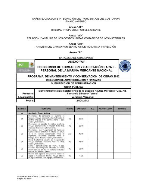 licitación pública nacional presencial número lo-009j4v001 ... - Fidena