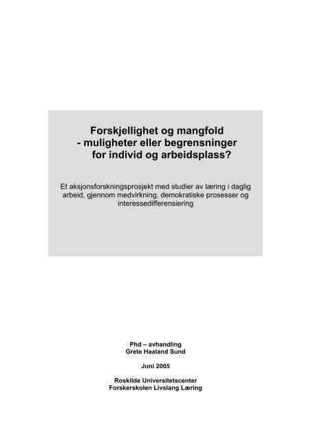 Forskjellighet og mangfold - muligheter eller begrensninger ... - FIFF