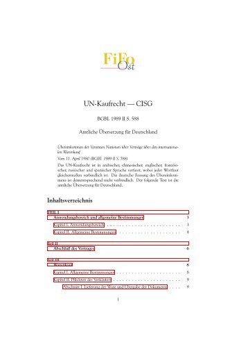 UN-Kaufrecht — CISG - FiFo Ost