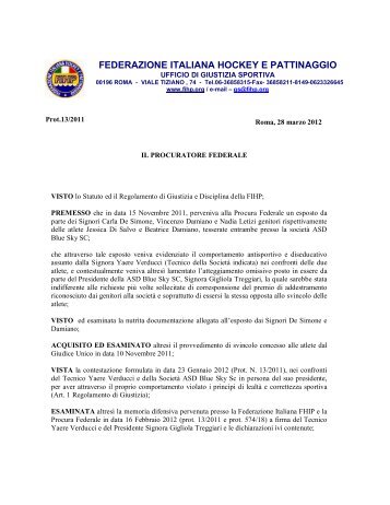 FEDERAZIONE ITALIANA HOCKEY E PATTINAGGIO