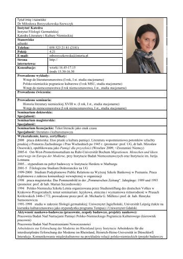 dr Miłosława Borzyszkowska-Szewczyk - Uniwersytet Gdański