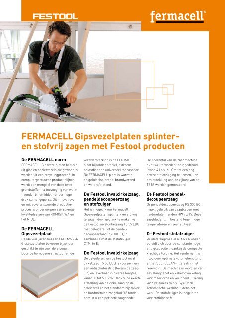 FERMACELL Gipsvezelplaten splinter- en stofvrij ... - Fermacell.be