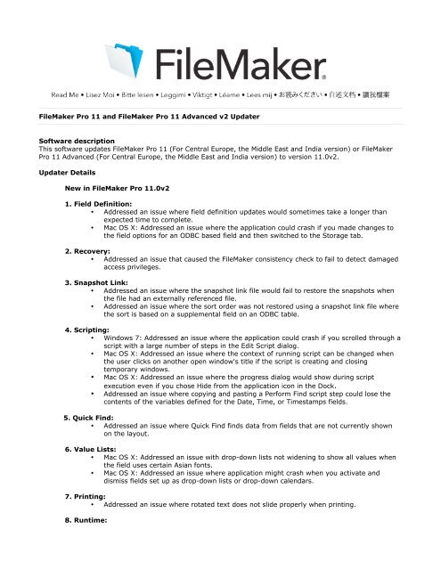 FileMaker Pro 11 and FileMaker Pro 11 Advanced v2 Updater ...