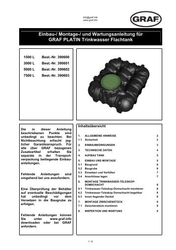 Einbau-/ Montage-/ und Wartungsanleitung für GRAF PLATIN ...