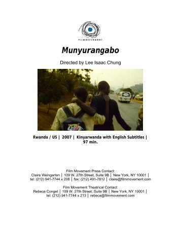 Munyurangabo Press Kit - Film Movement