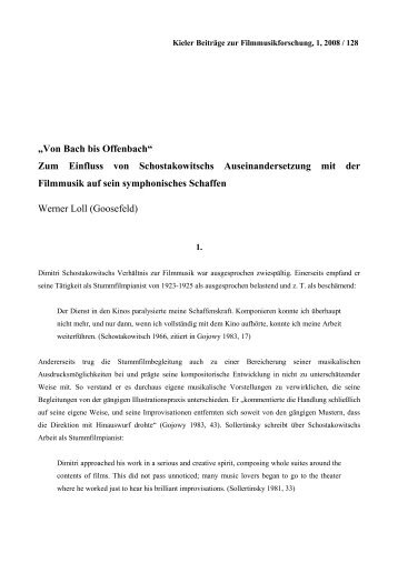 Von Bach bis Offenbach - Kieler Gesellschaft für Filmmusikforschung