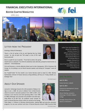 April 2011 Newsletter - Financial Executives International