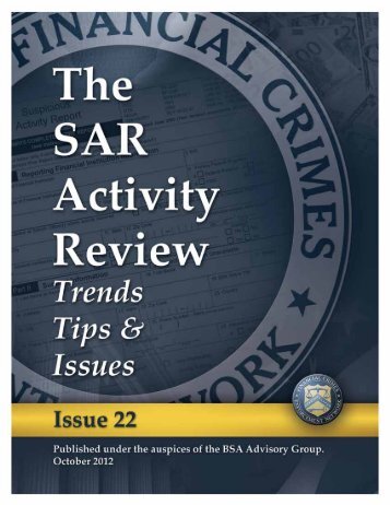 SAR Activity Review — Trends, Tips & Issues (Issue - FinCEN