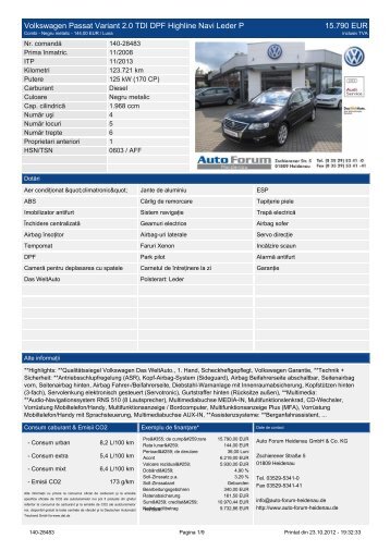 Volkswagen Passat Variant 2.0 TDI DPF ... - auto-forum-heidenau.de