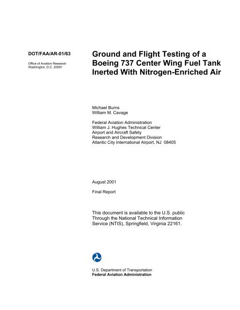 Ground and Flight Testing of a Boeing 737 Center Wing Fuel Tank ...