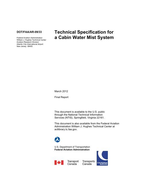 Technical Specification For A Cabin Water Mist System Fire