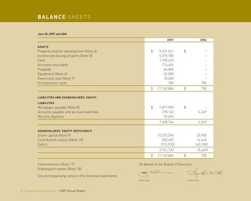 2007 annual report aveiro investment corp. - First West Properties