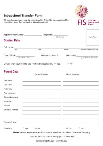 Intraschool Transfer Form