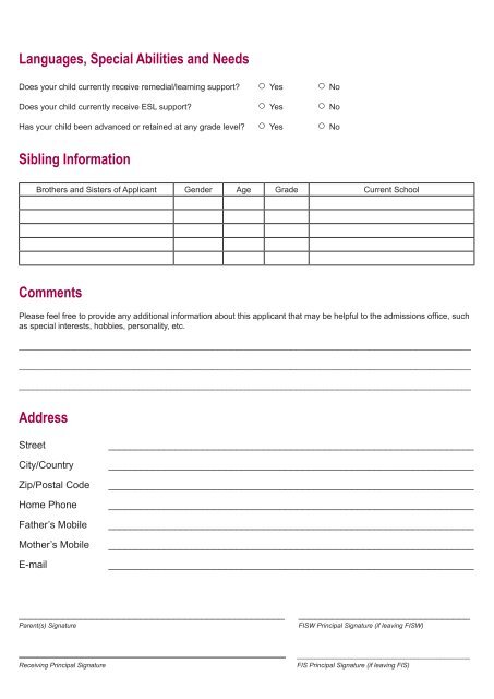Intraschool Transfer Form