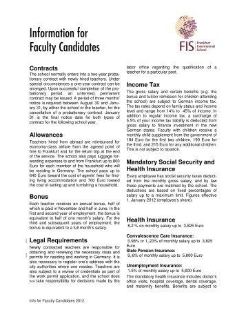 Information for Faculty Candidates - Frankfurt International School