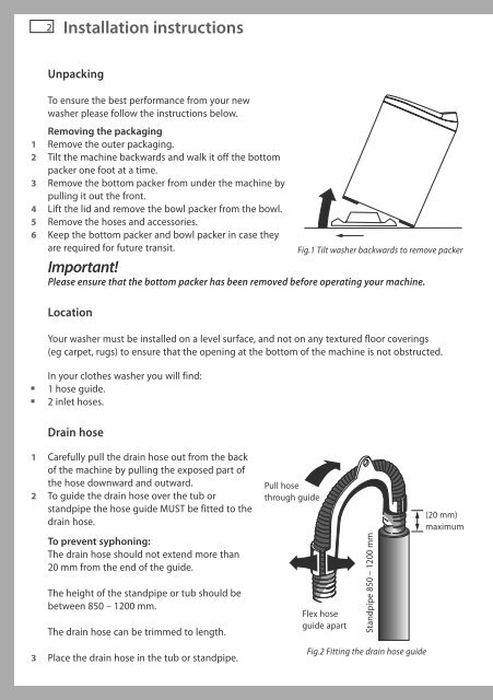 Installation instructions and User guide - Fisher & Paykel