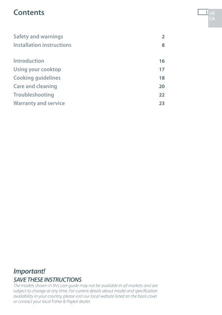 Installation instructions - Fisher & Paykel