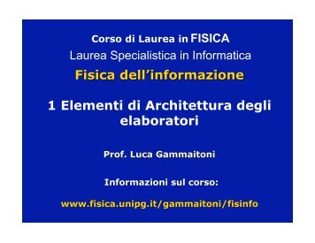 Elementi di Architettura degli Elaboratori (pdf) - Fisica