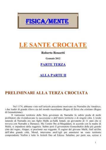 LE SANTE CROCIATE Roberto Renzetti - fisica/mente