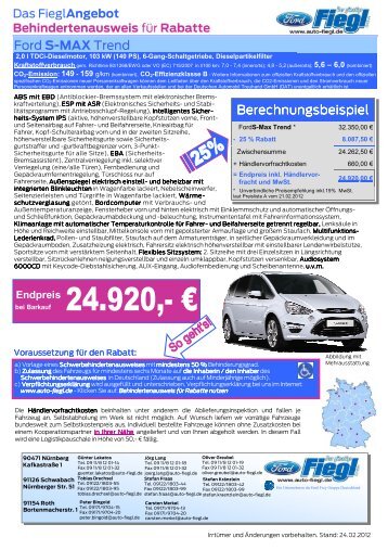 Ford S-MAX Trend Berechnungsbeispiel ... - Auto Fiegl Gmbh