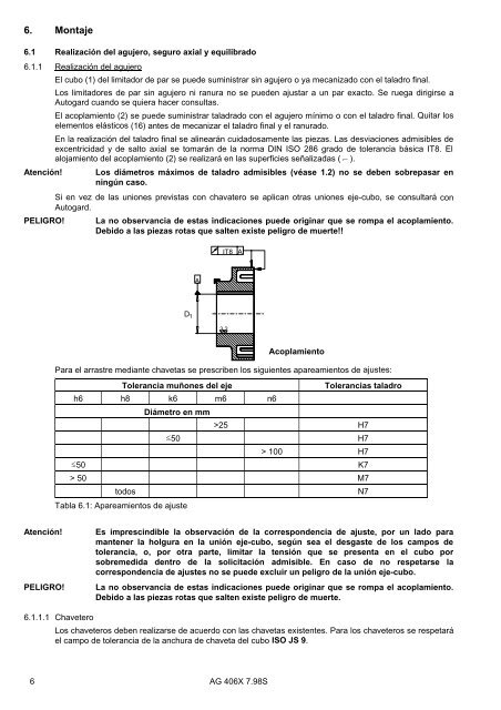 Limitador de par modelo 406-X Instrucciones de servicio