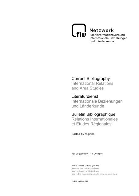 Regional Bibliography 2011, January 1 - Fachinformationsverbund ...
