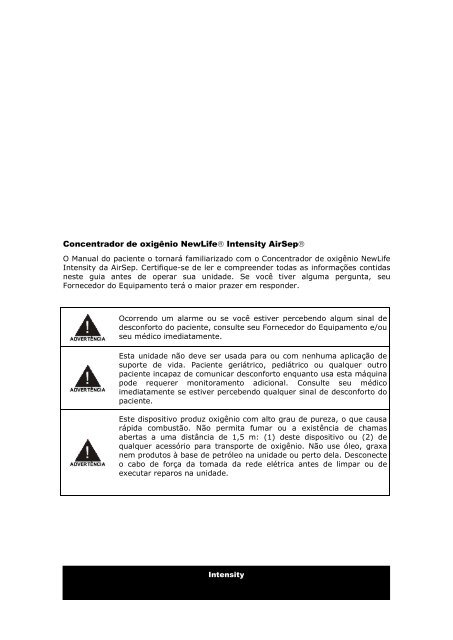 Concentrador de oxigênio NewLife® Intensity - Fisiocarebrasil.com.br