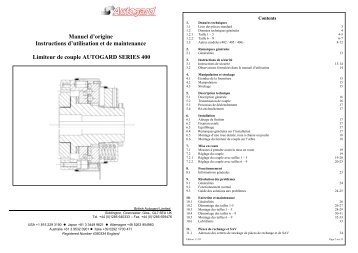 Manuel d'utilisation - Autogard Kupplungen Gmbh