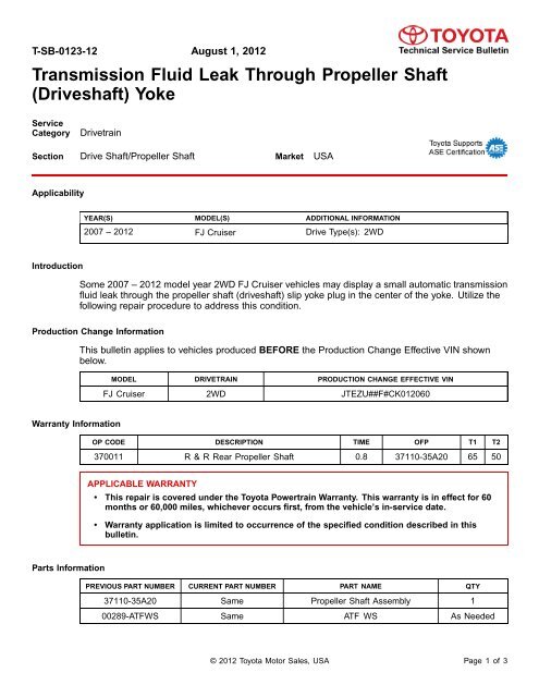 Fj Cruiser Automatic Transmission Fluid Check