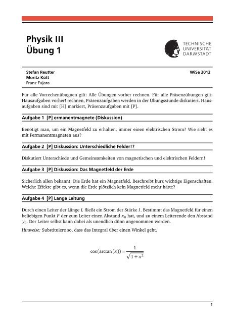 Physik III Übung 1