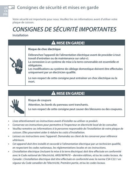 Installation instructions - Fisher & Paykel