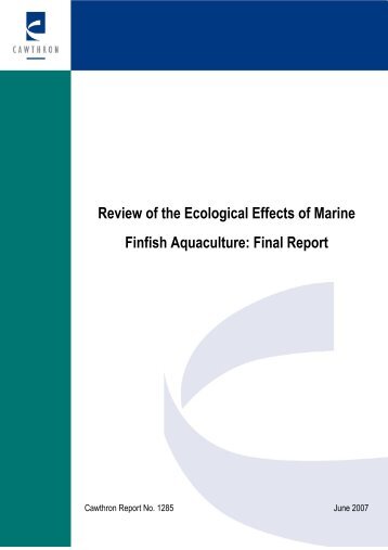 Review of the Ecological Effects of Marine Finfish Aquaculture: Final ...