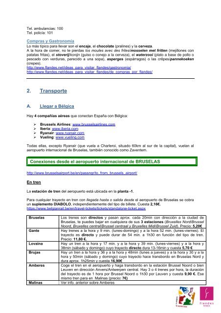 Información práctica sobre Flandes y Bruselas