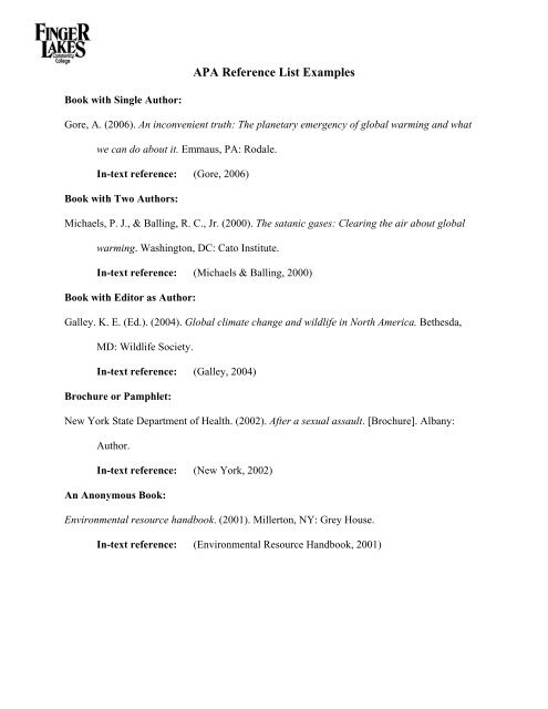 APA Reference List Examples apa-reference-list-examples