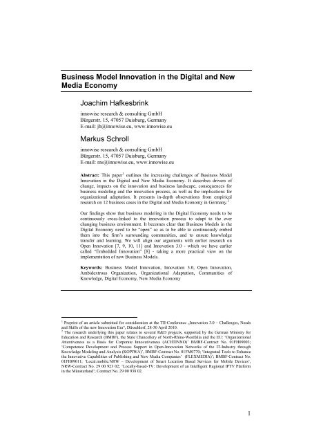 Business Model Innovation in the Digital and New Media ... - flexmedia