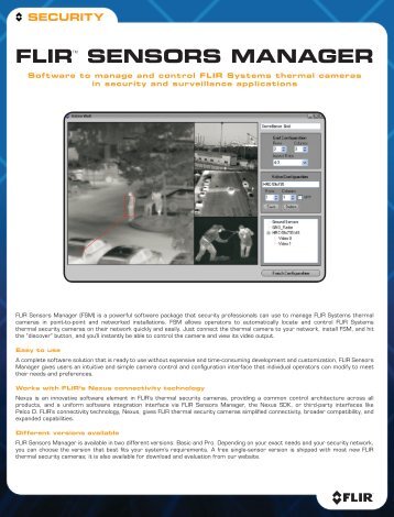 FLIRTM SENSoRS MaNagER - Flir Systems