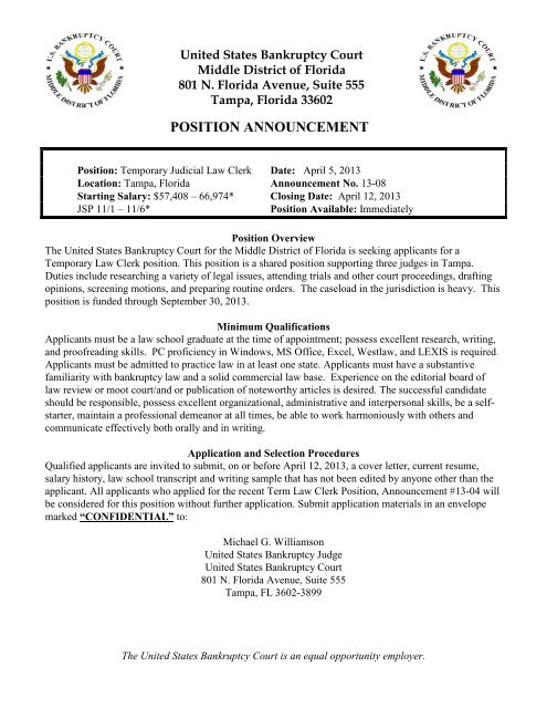 POSITION ANNOUNCEMENT - Middle District of Florida