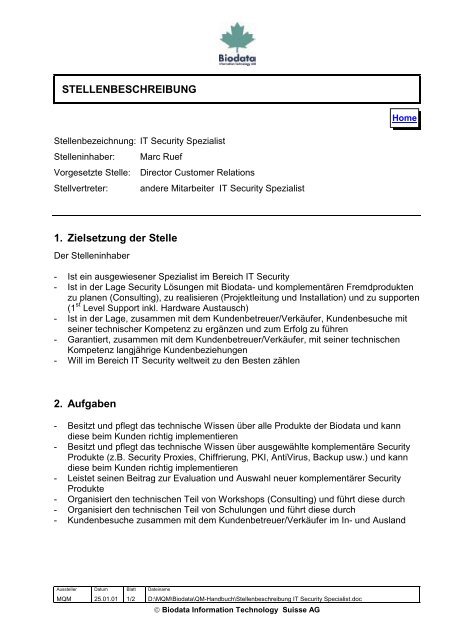 Stellenbeschreibung IT Security Specialist
