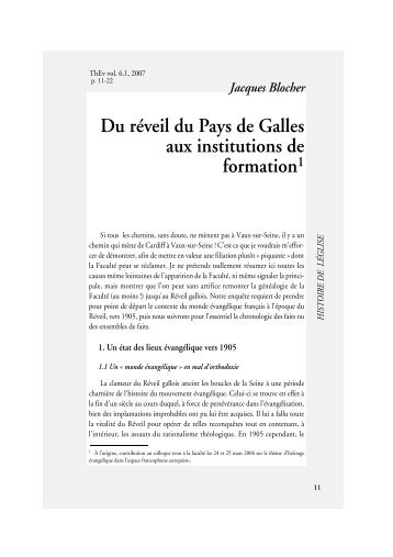 Du réveil du Pays de Galles aux institutions de formation1