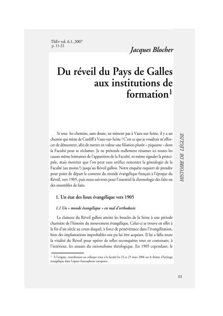 Du réveil du Pays de Galles aux institutions de formation1