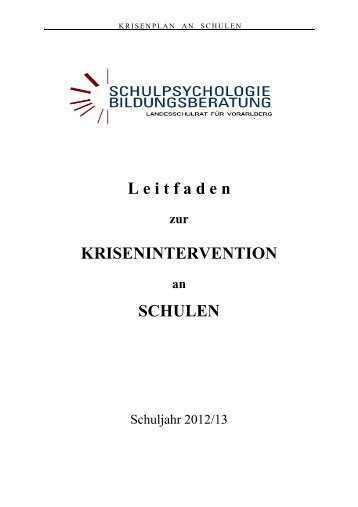 Krisenplan an Schulen 2012-13 - Landesschulrat für Vorarlberg