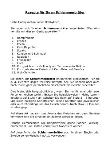 Rezepte und Tipps für den Schlemmerbräter - Gregor Ermer ...