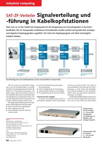 SAT-ZF-Verteiler Signalverteilung und -führung in Kabelkopfstationen