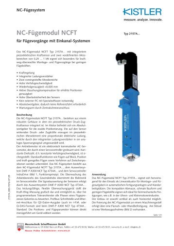 Komplettes Datenblatt NC-Fügemodul NCFT Typ 2157A - MTS ...